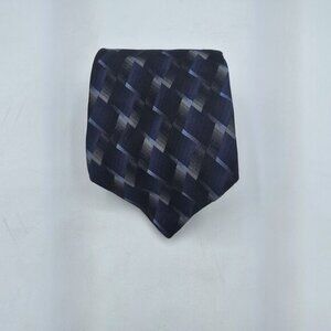 Necktie Mens Vintage Essante Tie 57 Length 4 Width Black Grey Tie 100% Silk